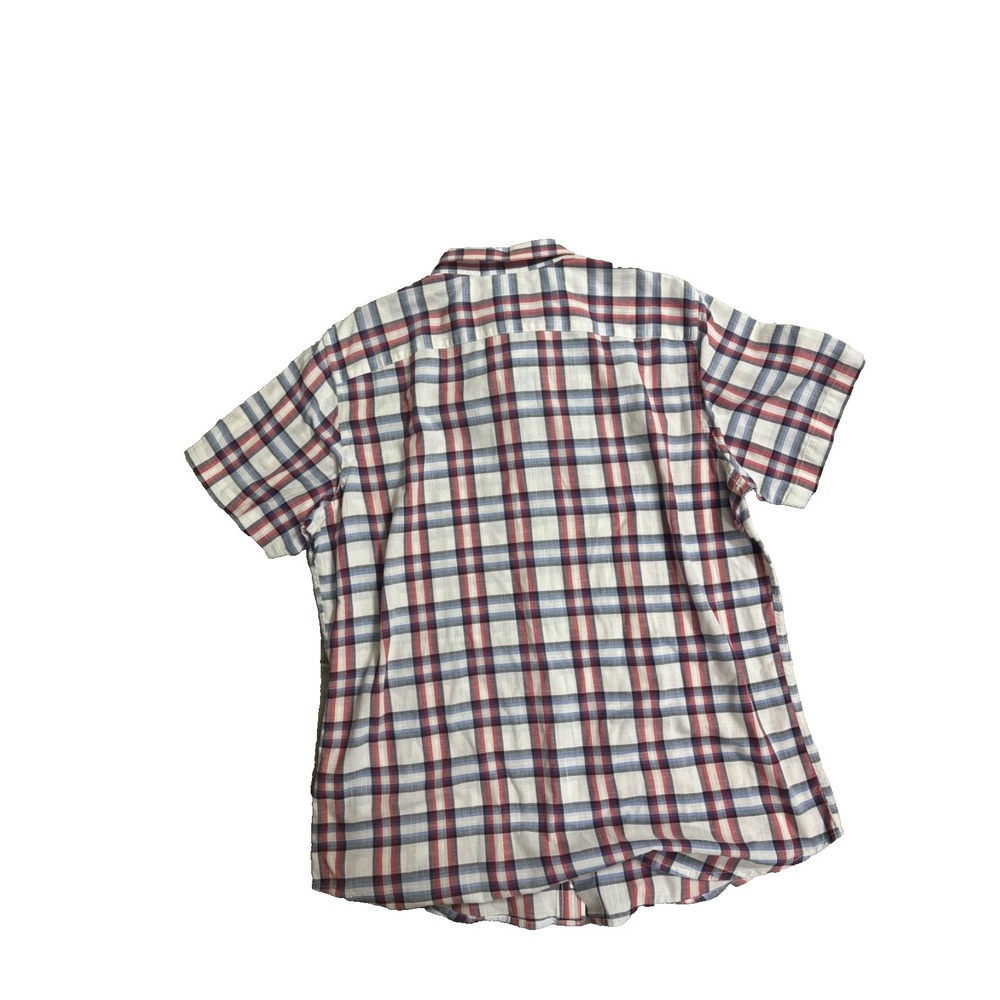 Banana Republic Shirt Mens Large White Plaid Short Sleeve Slim Fit - Picture 6 of 7